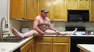 Naked in the kitchen