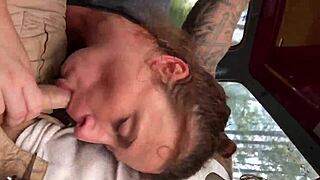 slut sucking dick in amateur blowjob session