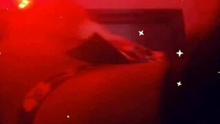 Ebony pornstar Blackvelvet shows off big tits in anal solo