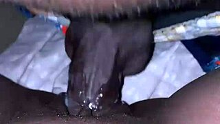 Creamy cum on ebony milf's black mama body 😋🍰