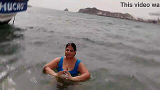 A Homemade Video Of A Curvy Colombian Brunette At The Beach