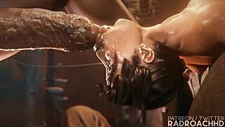 Lara getting guts rocked in extended hardcore futanari