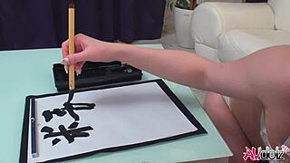 uhh, japanese renka shimizu suckin’ cock while writin’ on paper, uncensored mess!