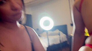 Busty beautiful latinas shop for sexy lingerie with white guy