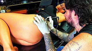 I saw this brunette who drove the tattoo artist wild