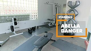 Feeling the intense pleasure as Abella Danger fucks hard in the gym POV
