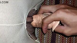 Wet Shaved Pussy Creampie With Dildo