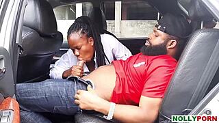 Ladygold Africa enjoys monster cock with Krissyjoh Chris in the car
