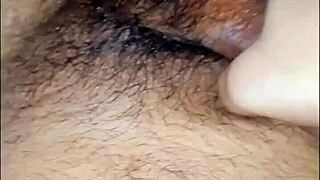 I watch Priya, my Indian housewife, rub my cock and cum in slow motion.