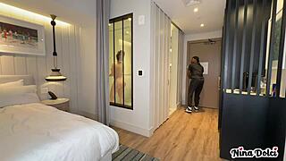 i'm horny milf nina dolci and i busted the bellboy slow stroking his monster cock