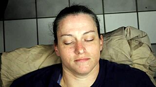 In this homemade scene, a brunette gets a huge facial blasting right in her eyes with dirty talk