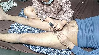 Stepmom TRIMS my cock hair in a homemade amateur moment