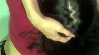 Hot Mexican brunette gets double penetration in homemade trio