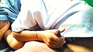 my indo girlfriend learned to give an epic handjob outdoors in close-up.