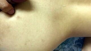 Intense Cumshot Lands On Asian Girl's Back In Amateur Scene