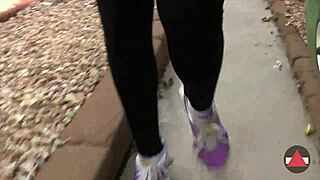 I walk around in sneakers outdoors, enjoying the public feet fetish