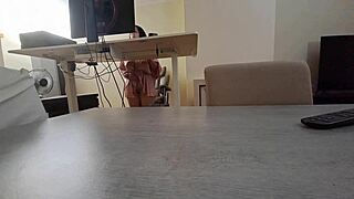 latina works on video call while getting wet and fingered