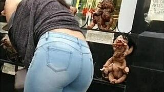 Big ass in tight jeans, teen latina caught on camera.