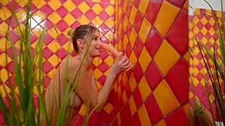 I'm fingering my tight pussy with an anal dildo in the bathroom, she moans.