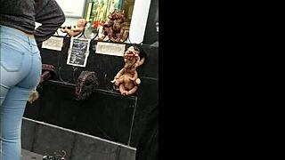 Big ass in tight jeans, teen latina caught on camera.