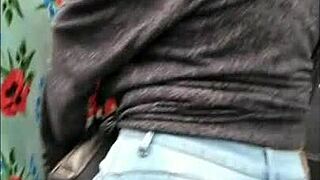 Big ass in tight jeans, teen latina caught on camera.