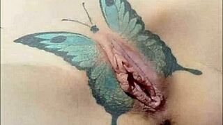 crystal butterfly, pussy music tattoo