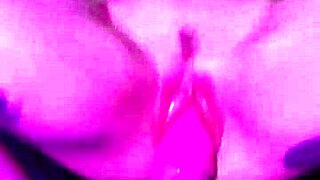 clothes get ripped as she rides the dildo, causing a pink drip everywhere