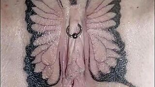 crystal butterfly, pussy music tattoo