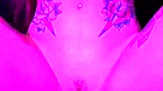 clothes get ripped as she rides the dildo, causing a pink drip everywhere