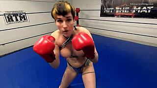 professional fighter attacks with bare tits in pov femdom