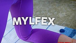 Slim redhead gymnast gets blasted after yoga training.