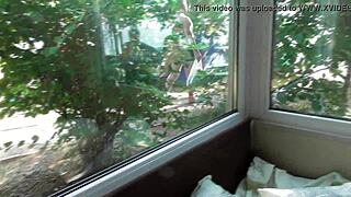 Hairy Mature Babe Rims Ass in Front of Window