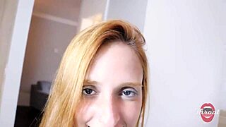 my wife's friend, busty redhead, deepthroats and swallows cum, will she tell?