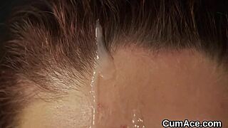 Spicy Peach Swallows Cum Shots On Her Face In Bukkake