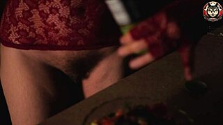 Naked housewife cooks suggestively