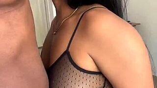 cute girl interacts with nipples in amateur couple video