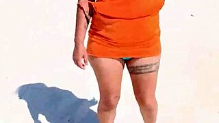 horny mexican puta shows tits and ass on public beach