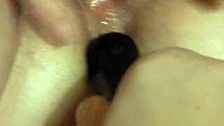 I am a housewife getting my arse vibed and squirting during anal fucking at home