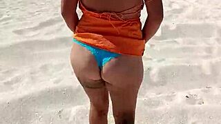 horny mexican puta shows tits and ass on public beach