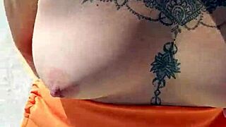 horny mexican puta shows tits and ass on public beach