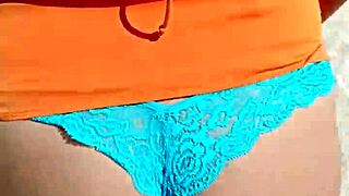 horny mexican puta shows tits and ass on public beach