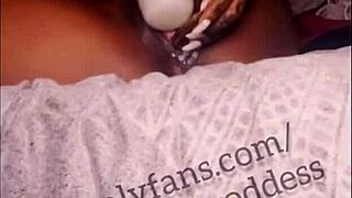 Ebony Thot Squirts And Creams On Dildo With Feet