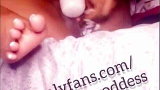 Ebony Thot Squirts And Creams On Dildo With Feet