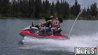 i got my ass fucked in hot threesome on seadoo, suckin cock pov