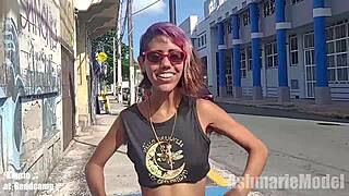 hairy pussy legs upskirt flashing on the street 😏