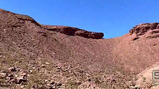 Fucking and sucking outdoors in public with big tits and cumshot