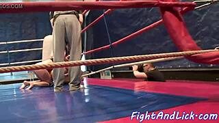 European dykes wrestle passionately on the floor