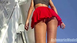 hairy pussy legs upskirt flashing on the street 😏