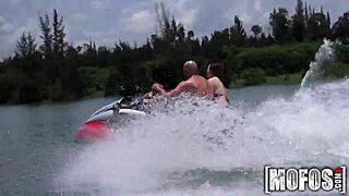 i got my ass fucked in hot threesome on seadoo, suckin cock pov