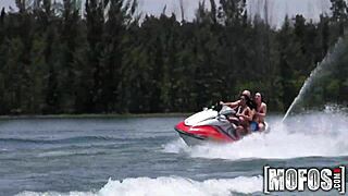 i got my ass fucked in hot threesome on seadoo, suckin cock pov